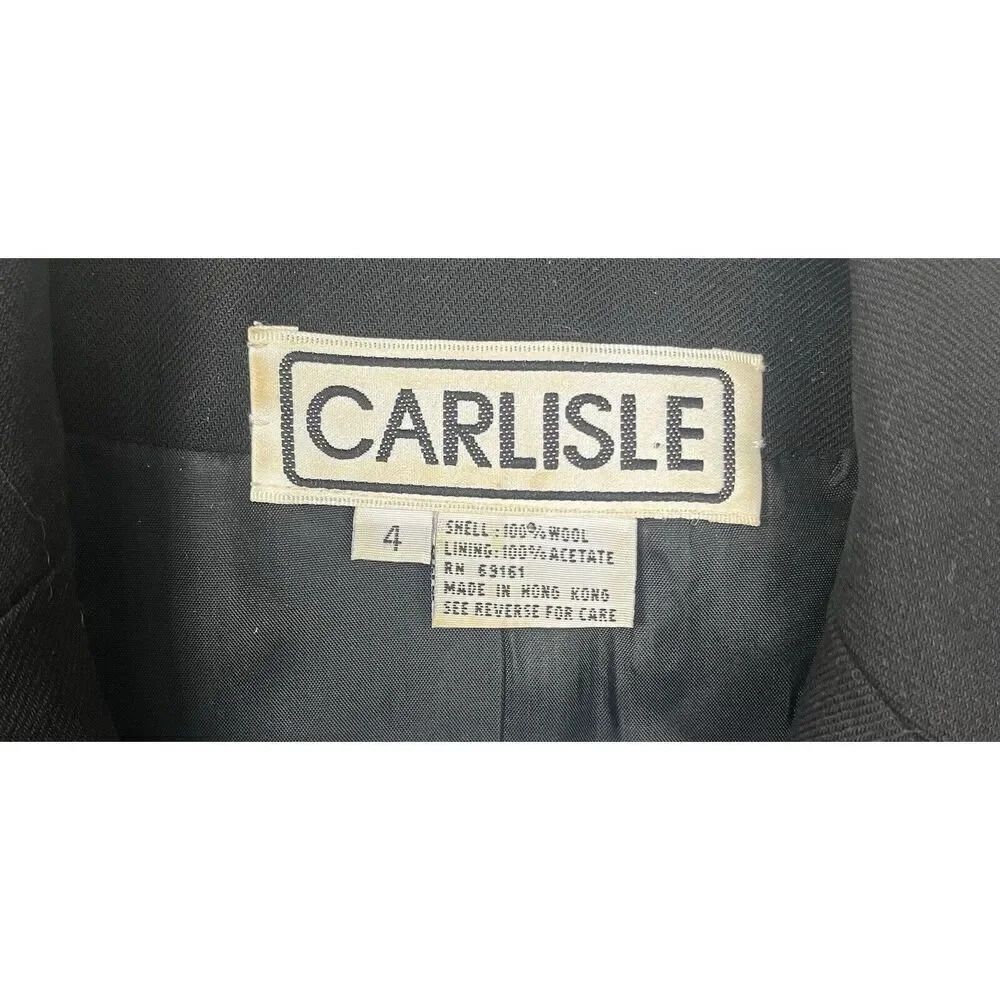 Vintage 90s CARLISLE 100% Wool Jacket Blazer Women’s Size 4 Zippered Pockets - Picture 4 of 9